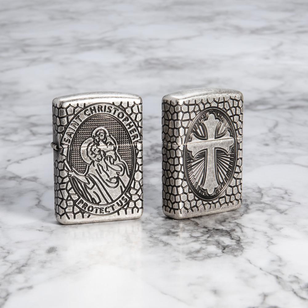 Zippo Armor St. Christopher Medal Design Zippo